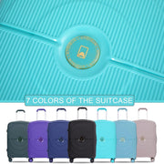 Landisun LA-PP04-Lake Blue Luggage Sets 3 Piece, Hard Shell Expandable Suitcase Set with Double Spinner Wheels Lake Blue