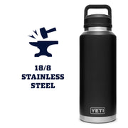 YETI Rambler 46 oz Sports Water Bottle with Leakproof Chug Cap, Black, Stainless Steel, Double-Wall Vacuum Insulated, Dishwasher Safe, 21071210003