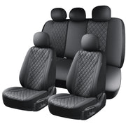 Coverado DJCP04 Black Upgraded PVC & Fabric Car Seat Covers Full Set, 9-Pieces Universal Fit for Most Cars SUV Trucks