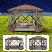 HOTEEL HO-000044-R 12 x 12 Portable Pop-Up Outdoor Camping Gazebo, Brown, Starry Sky Top without Sidewalls
