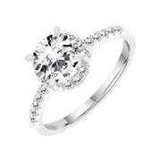 Brilliance Fine Jewelry Round 1.5 Carat Lab Grown Diamond Halo Bridal Ring, Sterling Silver, Size 7