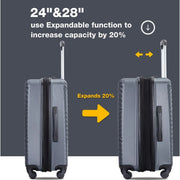 Travelhouse TH-088 3 Piece Hardside Luggage Set Hardshell Expandable Lightweight Suitcase, Gray