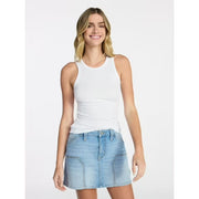No Boundaries Ribbed High Neck Tank Top, Vivid White, M
