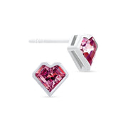 Helen Andrews Brilliance Fine Jewelry Red Heart-Shaped Cubic Zirconia Stud Earrings, Sterling Silver, Bezel Setting