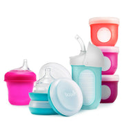 Boon B11229 Nursh Silicone Pouch Baby Bottles, Pink, 4 fl oz/3 Pack