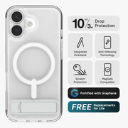 ZAGG Clear Snap with Kickstand Hard Shell Bumper Case, Clear, Drop Protection up to 10 ft, MagSafe Compatible, for iPhone 17, 702319381