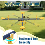 LCOKEIY Kids Seesaw, 360 Rotating Teeter Totter, Blue and Yellow, 75 in, 200 lbs Capacity