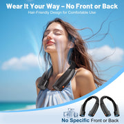 Lemolifys Portable Neck Fan, 6 Speeds, 6000mAh Battery, USB Rechargeable, Hands-Free 360 Cooling, Black, Q2-Black