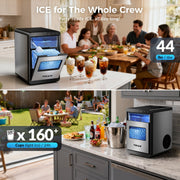 PokAir Smart Nugget Ice Maker Countertop, Wi-Fi App Controlled Portable Ice Maker, 44 lb/Day, Soft Chewable Pebble Ice, Self-Cleaning, Stainless Steel, HZB-20EN