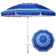 AMMSUN TS71122-STP 8FT Large Heavy Duty Beach Umbrella with Sand Anchor UPF50+ Tilt Shelter Outdoor, Stripe Blue