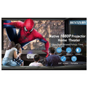 MPBEKING Mini Projector, WiFi Bluetooth, 4K Support, 1080P Full HD, 9500 Lumens Brightness, 12000:1 Contrast Ratio, Dual 5W Speakers, HDMI USB AV VGA TF Inputs, White, Portable with Carrying Case