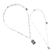 Claires Girls Silver Zodiac Capricorn Necklace Set, Rectangle Pendant and Capricorn Emblem, Lobster Clasp, 2-Pack, 38620