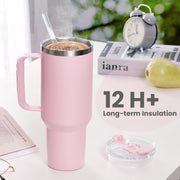 JUSTLET JUSTLET-0003 40 oz Stainless Steel Vacuum Insulated Travel Tumbler, Blush