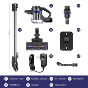 Moosoo XL-618A Cordless 4-in-1 Lightweight Stick Vacuum Cleaner, Blue