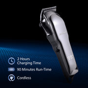Barbasol Rechargeable Cordless Hair Clippers with Ceramic Blades, 6 Guard Combs, Adjustable Taper Lever, LCD Display, Black, CBH1-4007-SIG
