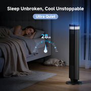 SHOUFTW 36 Inch Tower Fan, Bladeless, Oscillating 64, 5 Speeds, 4 Modes, Remote Control, Quiet Operation, Black, TS-35IN