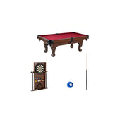 Barrington BL090Y19014 Billiards Ball and Claw Leg Pool Table With Cue Rack And Dartboard, Burgundy