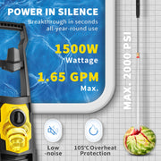 BENTISM VV-GYQXJ-1.65D Electric Pressure Washer, 2000 PSI, Max. 1.76 GPM