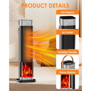 Trysworso 2000W Electric Ceramic Heater with 3D Flame, 26''