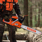 Supmix Gas Chainsaw, 62cc 2-Cycle Petrol Engine, 20-Inch Guide Bar with Low-Kickback Chain, Ergonomic Top Handle, Safety Switch, Quick-Stop Chain Brake, Red