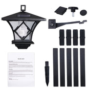 Jahy2Tech KingFurt 4 Pack Solar Lantern Garden Lamp Post Light, 2 in 1 Outdoor Waterproof Hanging and Stake Mount, Black