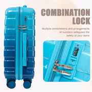 Alvantor 2 Piece Spinner Luggage Set, Gradient Navy and Light Blue, 20 in Carry-On Suitcase with 14 in Cosmetic Case