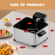 WHALL Deep Fryer, 3 Baskets, 5L Oil Capacity, Adjustable Temperature Control, Stainless Steel, 1700W