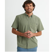 Huk Kona Solid Short-Sleeve Button-Down Shirt for Men - Moss - S