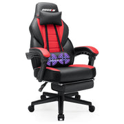 Bossin MDXG-CFT0060 Gaming Chair with Footrest, Adjustable Reclining Backrest, Ergonomic Lumbar Support, PU Leather, Big and Tall, Black