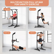 Wesfital AF-PTS009-1 Power Tower Dip Station, Height Adjustable Strength Training Equipment with Pull Up Bar, Red and Black