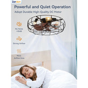 Zardon 23 in Black Caged Ceiling Fan with Lights, Remote Control, Flush Mount, Reversible DC Motor, 6 Speeds, Indoor