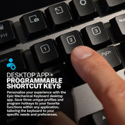 JLab Epic Mechanical Wireless Keyboard, Black, 108 Keys, Bluetooth 5.2 and USB Dongle, Backlit Mechanical Switches, Multi-Device Toggle, Smart Media Knob, Programmable Shortcut Keys, Rechargeable Battery, KEPICMECHKEYRBLK4