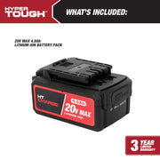 GreatStar Hyper Tough 20V Max 4.0Ah Lithium-Ion Battery Pack with USB-A and 2-Way USB-C 30W Ports