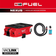 Milwaukee M18 Fuel Nexus Dual Battery Wet/Dry Vacuum Motor Head with VACLINK Wireless Dust Control, PACKOUT Compatibility, 12 lb, Black/Red 0926-20