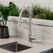 Signature Hardware Kadence Outdoor Kitchen Faucet, 1.75 GPM, Pull-Down Spray, 316 Stainless Steel, Single Handle, Single Hole Deck Mount, 18 in