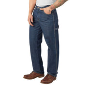 Dickies Mens Relaxed Fit Heavyweight Carpenter Jeans, 100% Cotton Denim, Triple-Stitched Seams, Brass Zipper, Straight Leg, Medium Blue, 34W x 30L, 1993THK