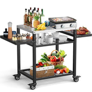G TALECO GEAR Outdoor Grill Cart, Stainless Steel, Three Shelves, Movable Kitchen Island for BBQ Food Prep