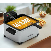Bluebow Electric 5.3QT Deep Fryer 1700W Immersion Fryer with 3-Baskets, Stainless Steel