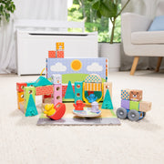Melissa & Doug 50279 Town Snap and Play, Mix and Match Connectable Wooden Building Blocks Play Set Toy