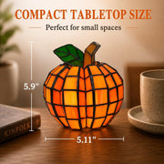 Generic Stained Glass Pumpkin Lamp, Orange Resin, Warm Ambient Glow, Tabletop Decorative Lamp