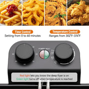 Daluvenix DA-KI07009 Electric Deep Fryer, 5L Capacity with 3 Frying Baskets, 1700W Power, Time & Temperature Control, Silver