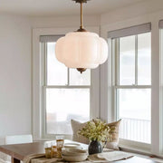 Arturesthome Eloise Scallop Milk Glass Pendant Ceiling Light, Green Yellow, Dimmable, 14.96 in