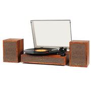 TANLANIN Record Player 3-Speed Belt Drive Turntable with Bluetooth, External Stereo Speakers, Brown Wood TE-2028BW
