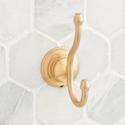 Signature Hardware SHBERH2BG Beasley Double Robe Hook Brushed Gold Bathroom Hardware and Accessories Bathroom Hardware Robe Hooks