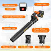 Gisam Rotatable Brushless Cordless Leaf Blower, 800000 RPM, 320 CFM, Handheld with Dual 21V 6.0Ah Batteries