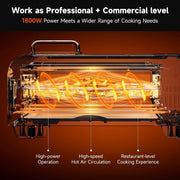 Kitchen Elite Air Fryer Toaster Oven Combo, 15-in-1 Digital, Stainless Steel, 18L Capacity, 800F Max Temperature, 1800W, Flip Away Oven with 7 Accessories, KE-PZA-102SS