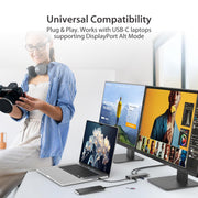 j5create Flexible Ports USB-C Dual 4K60 HDMI Hub Pro 12 in 1, Space Grey, 100W Power Delivery, Gigabit Ethernet, SD/microSD Card Reader, JCD367