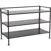 Seville Classics SHE15881B 3-Tier Resin Slat Shoe Rack, 26.5