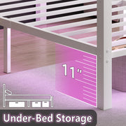 Chuangshuo Guard Full Size Metal Bed Frame with LED Storage Headboard Shelf, USB Port, Noise-Free, White