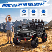 Wisairt 24V Kids Ride On Truck, 4WD Electric Car with Four 200W Motors, Parent Remote Control, LED Lights, Music, 3 Speeds, 2 Seater, Black, XB-1268
